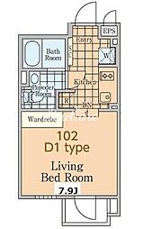 アレーロ大岡山テラス（ALERO　Ookayama Terrace） 1階1Kの間取り