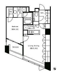 パークキューブ目黒タワー 4階1LDKの間取り