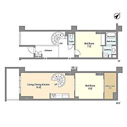 HF目黒行人坂レジデンス 110 1階2LDKの間取り