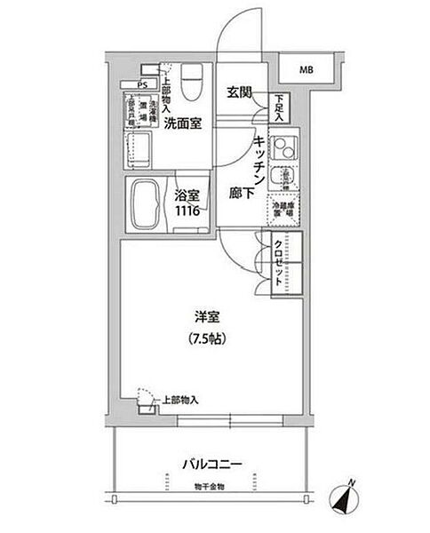 フレアージュ白金台 105｜東京都品川区上大崎１丁目(賃貸マンション1K・1階・25.37㎡)の写真 その2