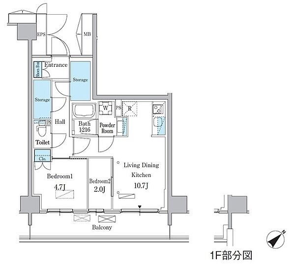 パークアクシス品川南大井パークフロント 128｜東京都品川区南大井１丁目(賃貸マンション2LDK・1階・46.85㎡)の写真 その2