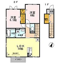 ディアコート合川 B207号 ｜ 福岡県久留米市合川町1306-1（賃貸アパート2LDK・2階・65.73㎡） その2