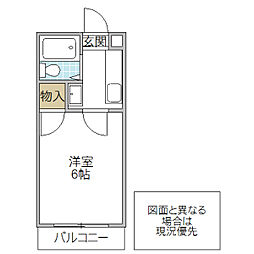 水戸21ホーム 2階1Kの間取り