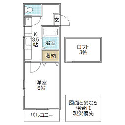 パークサイドインS 1Kの間取図画像