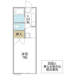 アイボリーハイツ 1Kの間取図画像