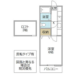 パークサイドインS 2階1Kの間取り