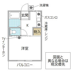 バンビーズA 1Kの間取図画像