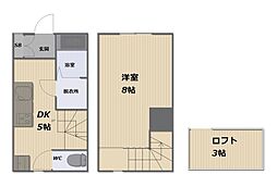 オクト目尾A・B・C棟 1DKの間取図画像