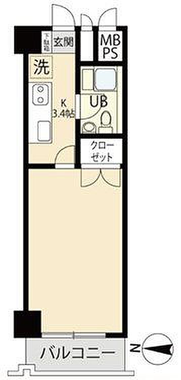 【27.90m2・1K】ゆったり過ごせる間取りです。室内リフォーム済みにつき、綺麗な状態でご利用いただけます。