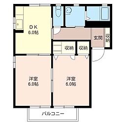 フォーレスグリーンA 2DKの間取図画像