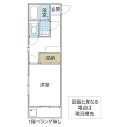 ヒトミコーポ 1Kの間取図画像