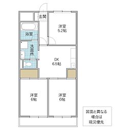 霞ケ浦グリーンハイツ 3DKの間取図画像