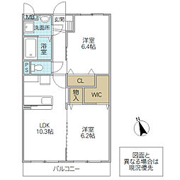 ディアコート 2LDKの間取図画像