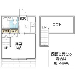 DK龍ヶ崎 1階1Kの間取り