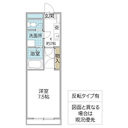 リリックコート 1階1Kの間取り
