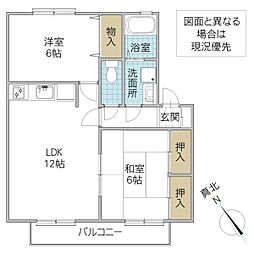 K’Sパビリオン A棟 2階2LDKの間取り