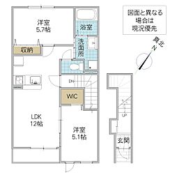 コンフォール K 2階2LDKの間取り