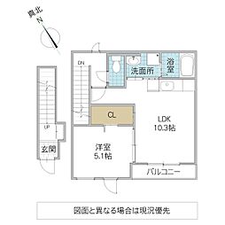 FK 5 2階1LDKの間取り