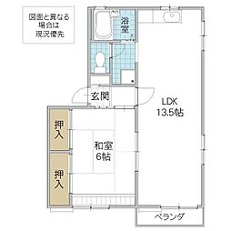クレール谷本D 1LDKの間取図画像