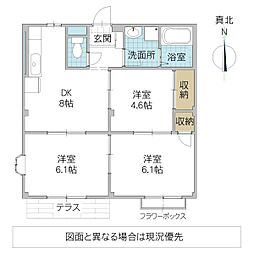 バードヒルA 3DKの間取図画像