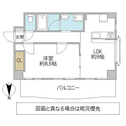レオパレス白山第二グリーンコーポ 1LDKの間取図画像