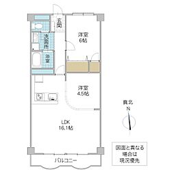 リバーサイドヒルズ 2LDKの間取図画像