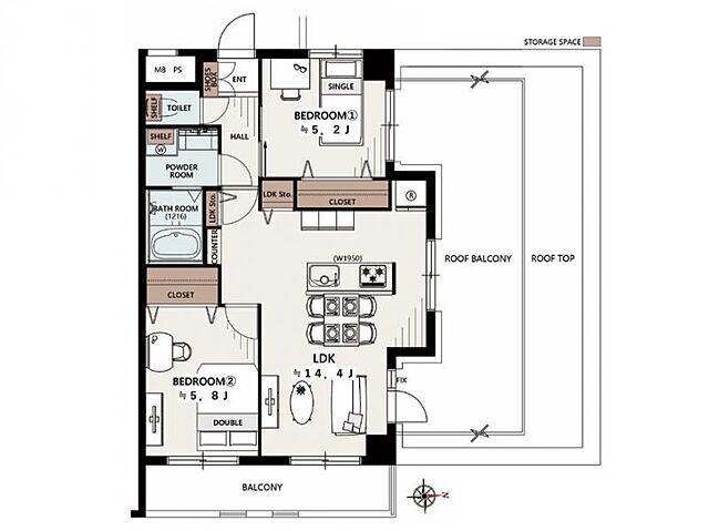 間取り ライオンズマンション国立第8 4階/-