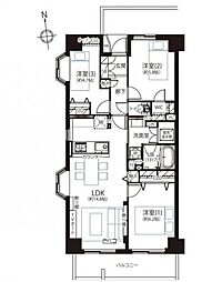 八幡山ビューグリーン 3LDKの間取図画像