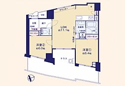 コナ・ヴィレッジ調布国領 2LDKの間取図画像