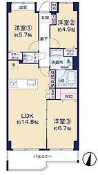 ライオンズマンション南大沢 3LDKの間取図画像