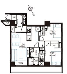 リッシェル飛鳥山 2LDKの間取図画像