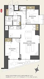 アドリーム西新井 2LDKの間取図画像