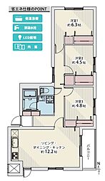 メゾンドルチェ平岸第3 3LDKの間取図画像