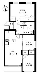 三井マンション手稲 3LDKの間取図画像