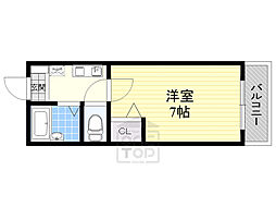 キャトルセゾン 1Kの間取図画像