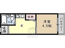 フロンティアハイツフジワラ 1Kの間取図画像