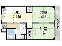北邑ビル 2DKの間取図画像