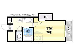 ラビスタ暁 3階1Kの間取り