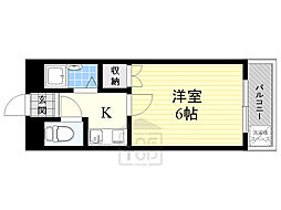 フルブルーム 2階1Kの間取り