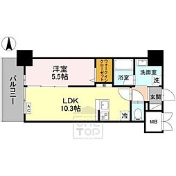 茨木市中津町マンション 1LDKの間取図画像