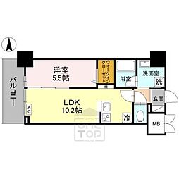 茨木市中津町マンション 1LDKの間取図画像