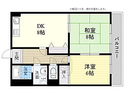 ハイツニシタニ 2LDKの間取図画像
