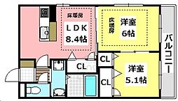 シャーメゾンわかば 2DKの間取図画像