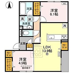 D-residence南茨木 2LDKの間取図画像