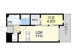 ヴェルドゥール南茨木 1LDKの間取図画像