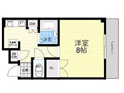 クリヨン千里北 1Kの間取図画像