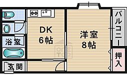 ガーデンパレス茨木 1DKの間取図画像
