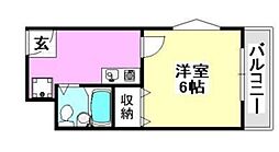 フローレスシャトー 1Kの間取図画像