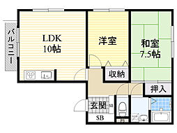 レオコート 2LDKの間取図画像