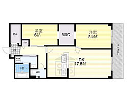 ローレルハイツ茨木1号棟 2LDKの間取図画像